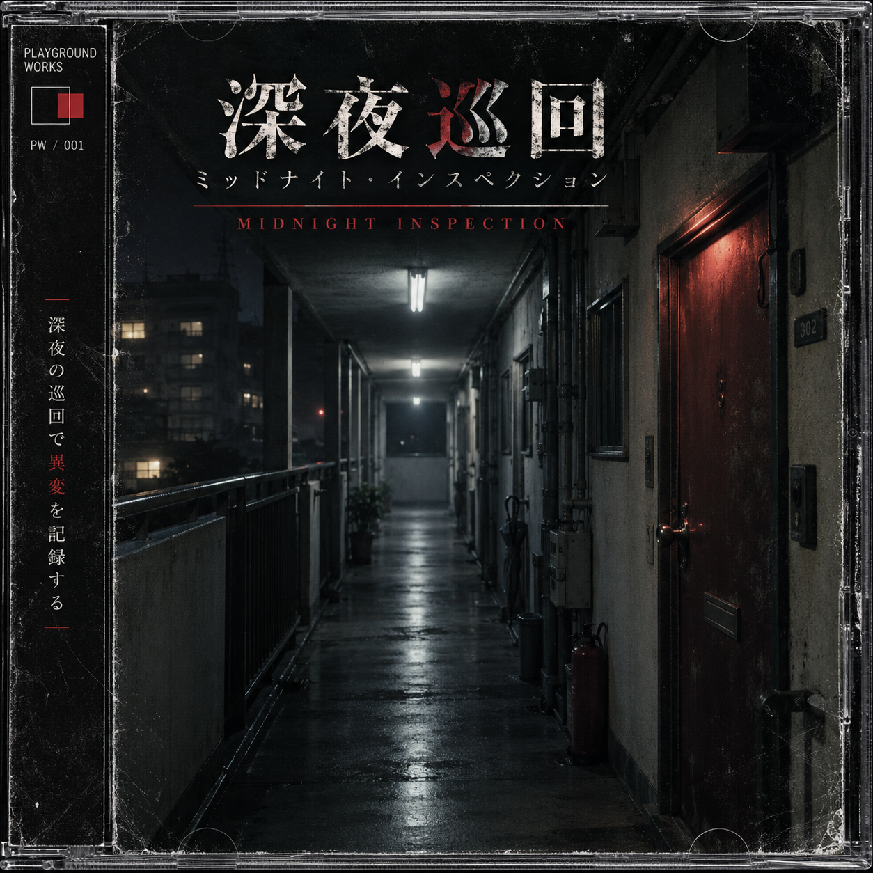 深夜巡回 / MIDNIGHT INSPECTION、PW / 001のCDケース風ジャケット