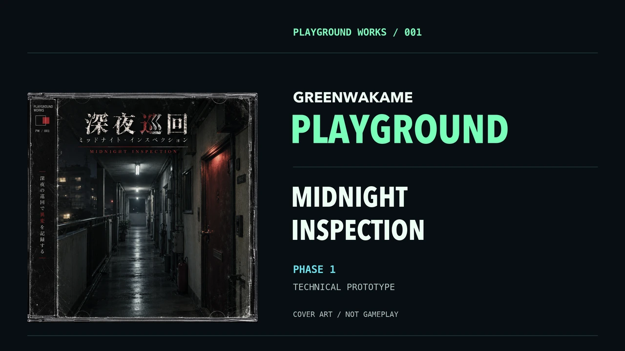 Greenwakame PlaygroundのPS1風作品ジャケットを使用した紹介ポスター。ゲーム実画面ではありません。
